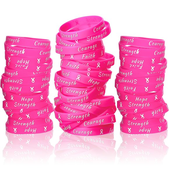 Sratte Breast Cancer Awareness Pink Ribbon Bracelets Rubber Wristbands for Women Party Public Events Breast Cancer Decorations Gifts(360 Pcs)