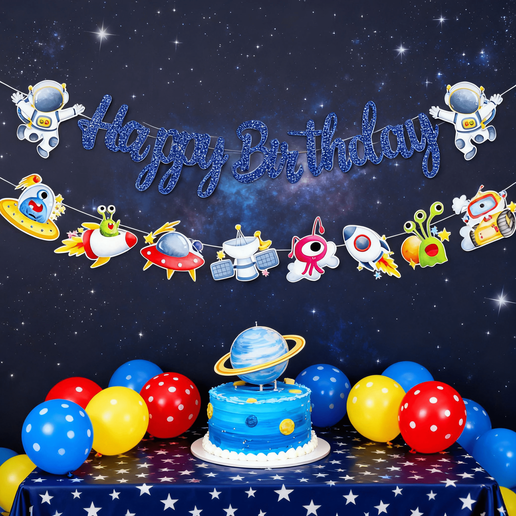 Festone bandierini Happy Birthday palloncini Cm. 310