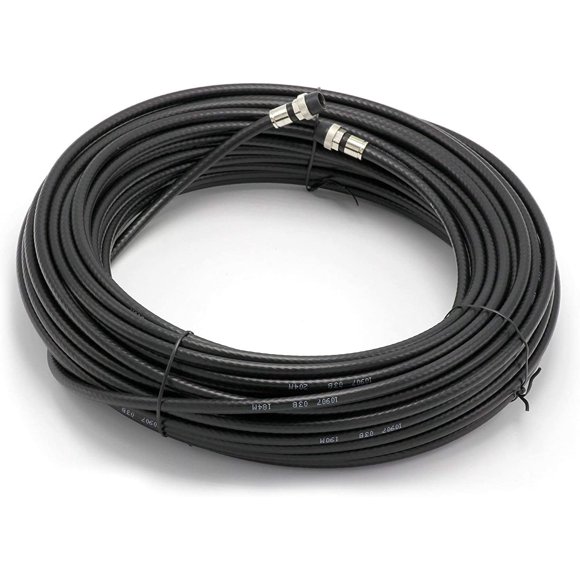 THE CIMPLE CO - 50 Pieds, Câble Coaxial Noir RG6 - Fabriqué aux États-Unis - avec Botté en Caoutchouc - Résistant aux Intempéries - Extérieur