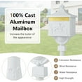 thumbnail image 4 of Elleree Cast Aluminum Mailboxes for Homes with Post & Lockable Security Baffle Door,White Retro Mail Box Postal Box Outside, 4 of 11