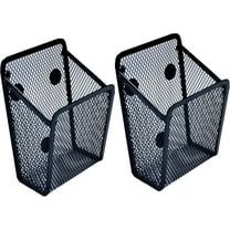 Siloon 2 Pack Magnetic Pencil Pen Holder, Rectangle Metal Mesh Basket Storage Organizer with Extra Strong Magnet to Hold Refrigerator, Whiteboard, Locker Accessories, Office Supplies - Black