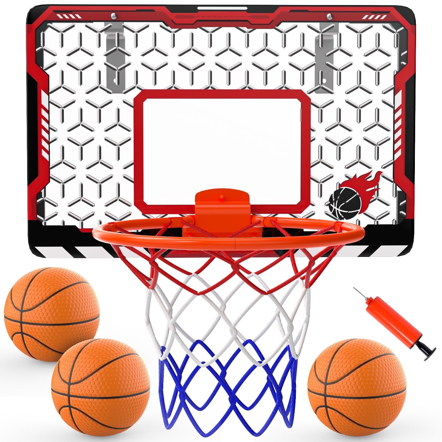 Mini Basketball Hoop for Door & Wall, Foldable Rim with 3 Balls and Pump, Indoor Basketball Toy Game Set for Kids 3-12 and Adults, Bedroom or Office Sports Toy