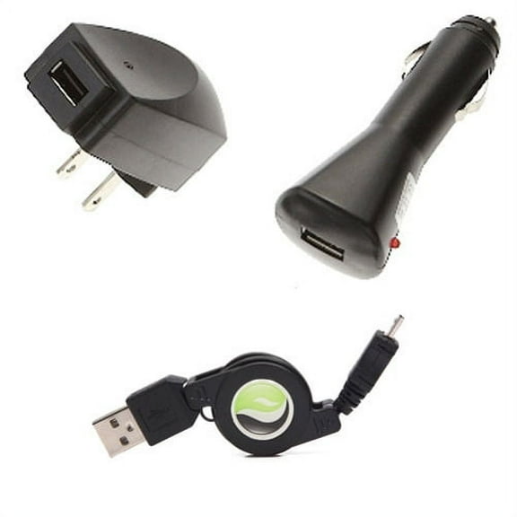 3-in-1 Home Car Charger USB Retractable Cable Travel Wall Power Adapter Wire Black R5D for Verizon Ellipsis 7