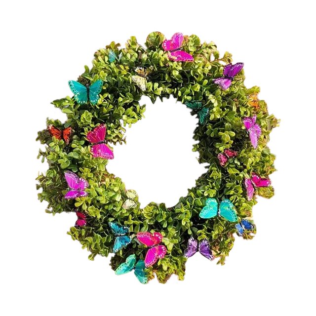 Adorno de corona de flores de primavera, corona navideña, guirnalda de simulación de corona para puerta 45cm