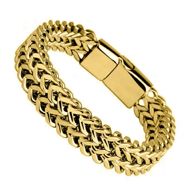 Pulsera punk simple y dominante de hip-hop para hombres de acero de titanio de doble capa gruesa de hip-hop