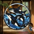 thumbnail image 4 of 2D Flat 1pc Orca Whale Sun Catcher Circular Acrylic Sign Colored Glass Style Window Hanging DecorSerene Ocean ThemeSuitable for Home Decor and Coastal Themed Holiday Celebrations, 8*8inch, 4 of 7