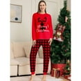 thumbnail image 5 of SILVERCELL Cartoon Print Christmas Family Pajamas Outfit Long Sleeved Crew Neck Top and Slim-Leg Long Pants Set, 5 of 7