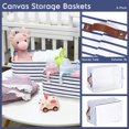 thumbnail image 5 of Hinwo 6-Pack Small Canvas Fabric Storage Baskets Set with Handles, Open Storage Bins, Cube Storage Organizer, Shelf Organizer Bins for Closet, 7.9L, 12 x 8 x 5 Inches, Navy Blue Stripe, 5 of 7