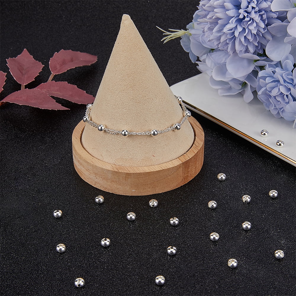1box 30Pcs 925 Sterling Silver Crimp Beads Covers Flat Round Silver 5.5x4mm Hole: 1.8mm