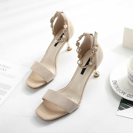 

Women Shoes Single Band Buckle Ankle Strap Thin Heel Sandal for Spring Summer 34