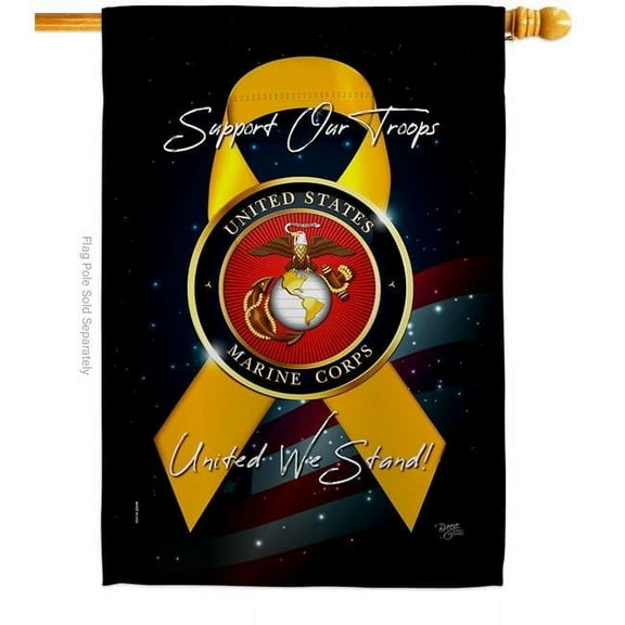 28 x 40 in. Support Marine Corps House Flag with Armed Forces Double-Sided Decorative Vertical Flags Decoration Banner Garden Yard Gift