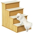 thumbnail image 1 of PawHut Pet Stairs, Dog Steps with Non-Slip Carpet for High Bed Natural Wood, 1 of 10