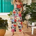 thumbnail image 2 of Summer Floral Print Boho Overalls for Women 2026 Plus Size Wide Leg Jumpsuit Pants Rompers with Pockets S, 2 of 4