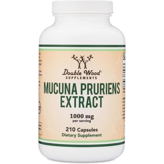 Double Wood Mucuna Pruriens Extract | 1,000 Mg Per Serving | 105 Servings | 210 Capsules