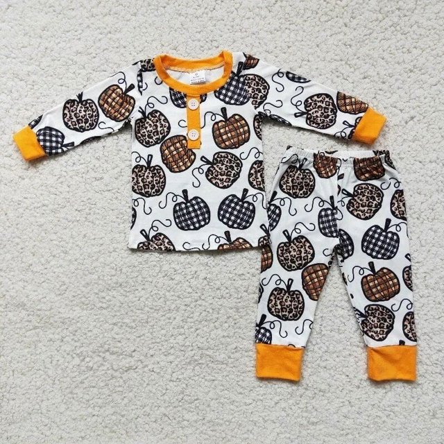 Ropa de dormir de Halloween para niños, conjunto de pantalones de fantasma de calabaza para niños, pijamas para niños, ropa para bebés, ropa para niños, venta al por mayor