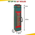 thumbnail image 7 of ProPik Holiday Wrapping Paper Storage Organizer Bag with Pocket and Handles Including Hanging Loop Heavy Duty Material with Clear Window 43 X 10 X 10 Inch Fits 36 Inch Rolls (Green), 7 of 7