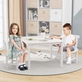 thumbnail image 2 of Costway Wooden Kids Table and 2 Chairs Set with Rubber Wood Legs Anti-slip Foot Pads White, 2 of 10
