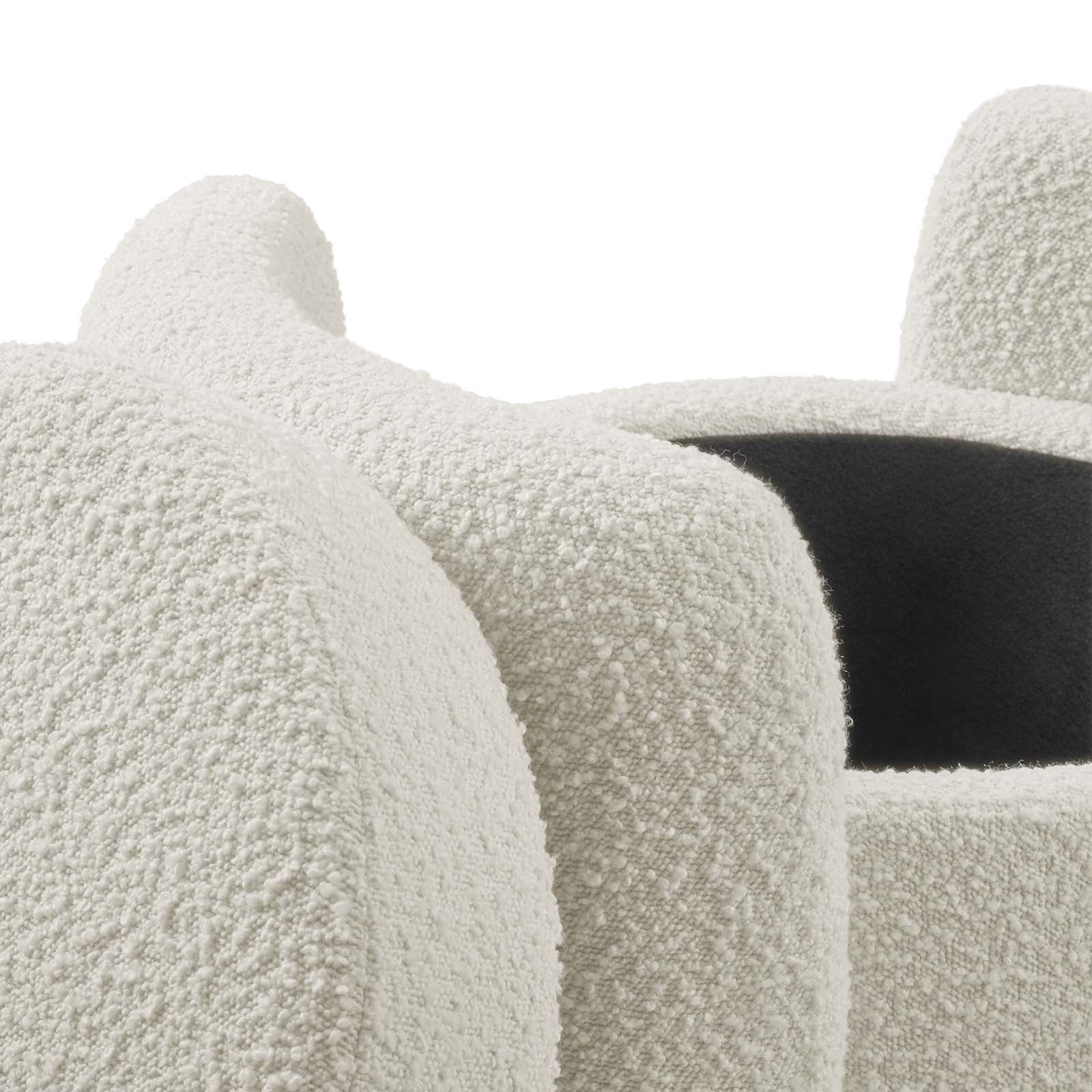 Modway Nebula Modern Boucle Fabric Upholstered Ottoman in Ivory