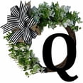 thumbnail image 1 of HAOAN Monogram Initial Letter Wreaths for Front Door with Striped Linen Bow & Grapevine Base Farmhouse Rustic Door Decor Spring Summer Green Wreath for Indoor Outdoor Home Xmas Decor, 1 of 6