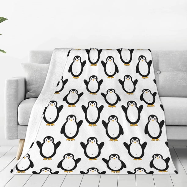Balery Lovely Penguin Manta de Felpa Suave y Acogedora – Cobija de Franela Aterciopelada para Cama, Lavable y Cálida para Sofá, Mascotas, Transpirable-80"x60"