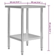 thumbnail image 4 of vidaXL Kitchen Work Table 60x60x85 cm Stainless Steel, 4 of 5