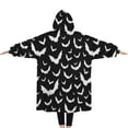 thumbnail image 2 of Oversized Wearable Blanket Hoodie,Black Halloween Bat Silhouettes Sherpa Blanket Hoodie with Super Pockets,Super Warm Fuzzy Pullover for Women & Men, 2 of 6