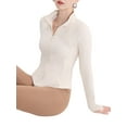 thumbnail image 3 of Womens Workout Jackets, Full Zip Slim Fit Athletic Running Sports Track Jacket with Creamy White M, 3 of 9