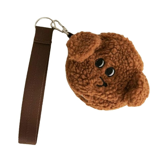 UPOUART Brown Plush Pet Poop Bag Carrier for Outdoor Walking with Breathable Wear Resistant Material