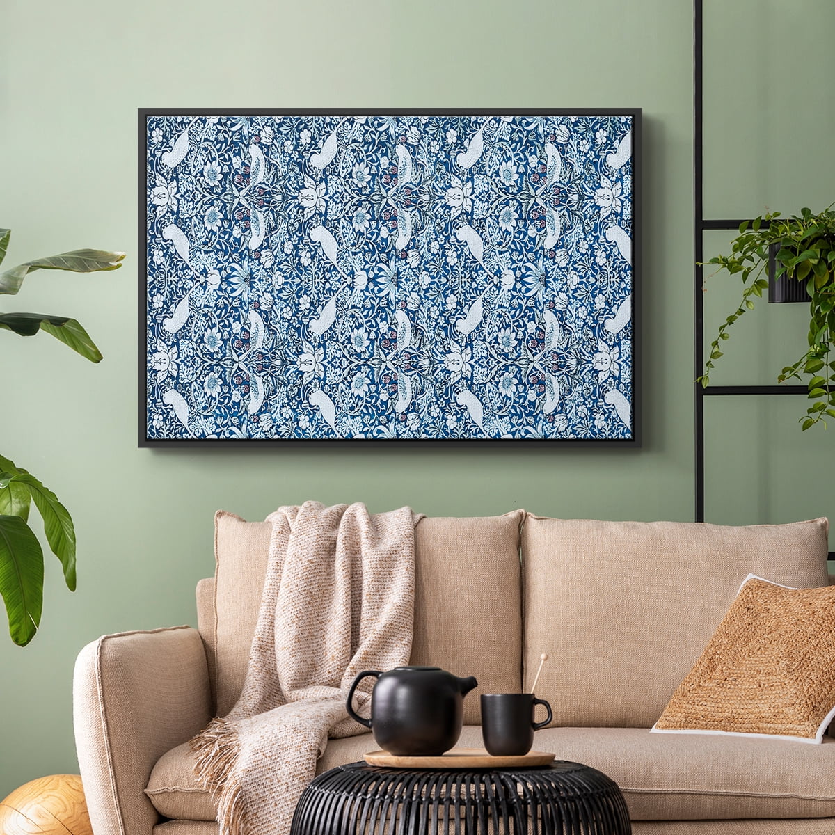 Vintage Abstract Print-LIX Framed in Black Wood Gallery Wrapped Canvas 27 in. x 41 in.