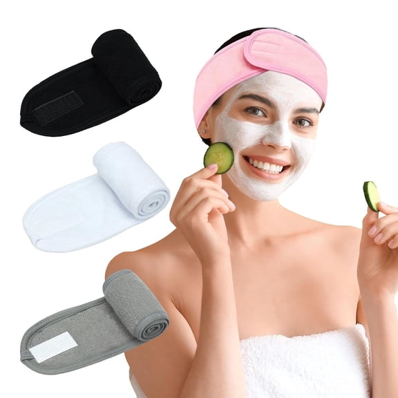 4 Pack Facial Spa Headband for Women, Adjustable Non-Slip Terry Cloth Hair Wrap for Washing Face, Makeup, Shower, Soft Stretchable Band Set