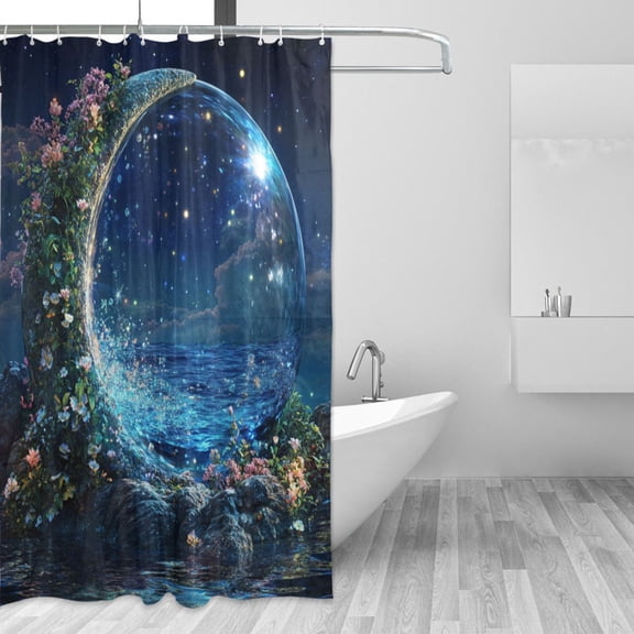 Yayeee Shower Curtain with Hooks 72"x72" Waterproof Fabric Bathroom Hanging Decor, Floral Occean