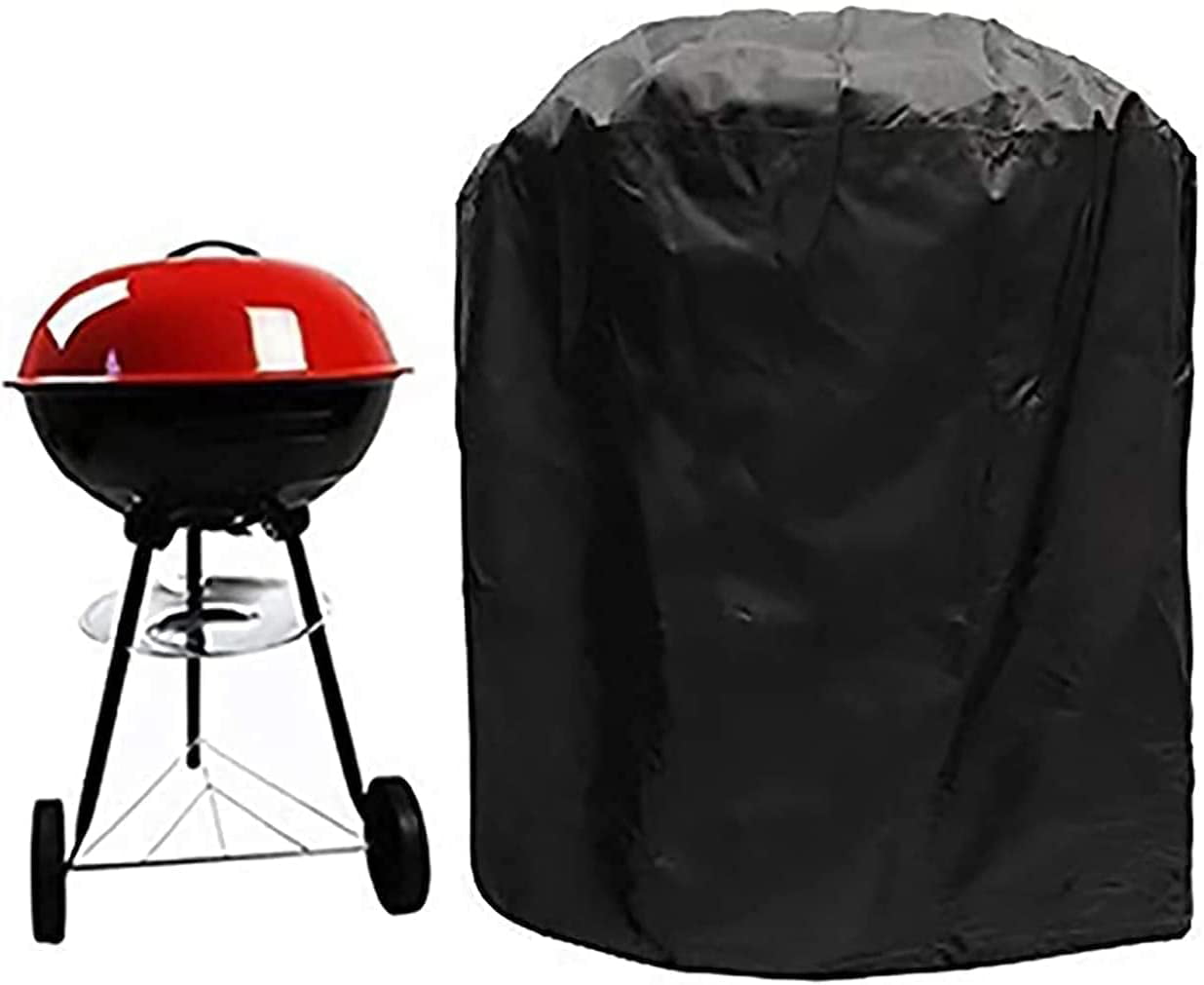 Brinkmann,Char Broil etc Kettle BBQ Cover Round Barbecue Cover Waterproof Heavy Duty 420D Oxford Fabric Kettle BBQ Cover Rip-Proof,Windproof & Anti-UV for Weber 72 x 77cm