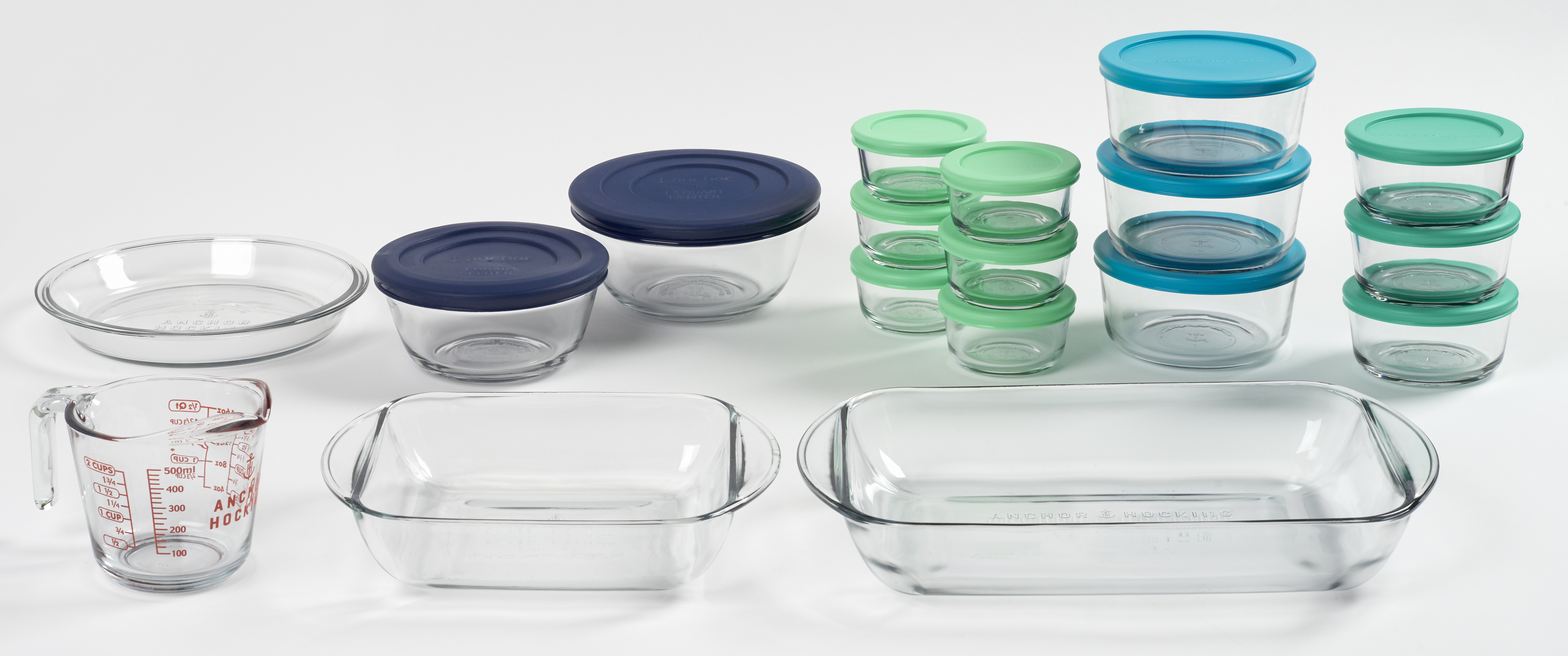 Anchor Hocking 32 Pc Bake & Store Glass Set with SnugFit multicolor lids