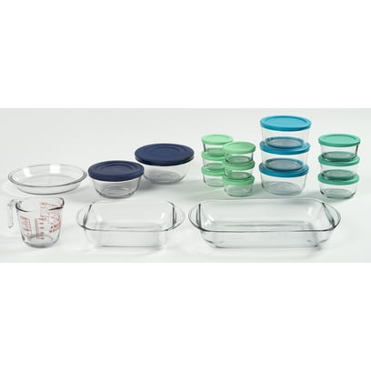 Anchor Hocking 32 Pc Bake & Store Glass Set with SnugFit Multicolor Lids