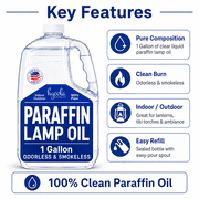 Hyoola Liquid Paraffin Lamp Oil - Odorless Clean Burn, Smokeless Tiki Torch Fuel, Clear, 1 Gallon (4 Quarts), 1-Pack
