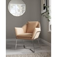 thumbnail image 2 of Origami Modern Geometric Fawn Tan Velvet Upholstery Stainless Steel Accent Chair, 2 of 7