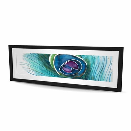 Begin Home Decor C1FM1648GRUI8D 16 x 48 in. Peacock Feather Closeup - Best Sellers Bohemian Framed Print