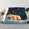 thumbnail image 1 of Balery Starry Sky Sleep White Bear Manta de Franela con Dibujo, Lujo Ultra Suave y Cálido, Antipelusa y Resistente a las Arrugas para Cama, Sofá, Camping -80"x60", 1 of 6