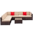 thumbnail image 3 of Zimtown 7-Piece Outdoor Sectional Sofa, Wicker Conversation Set with Iron Frame & Thick Cushions, 3 of 8