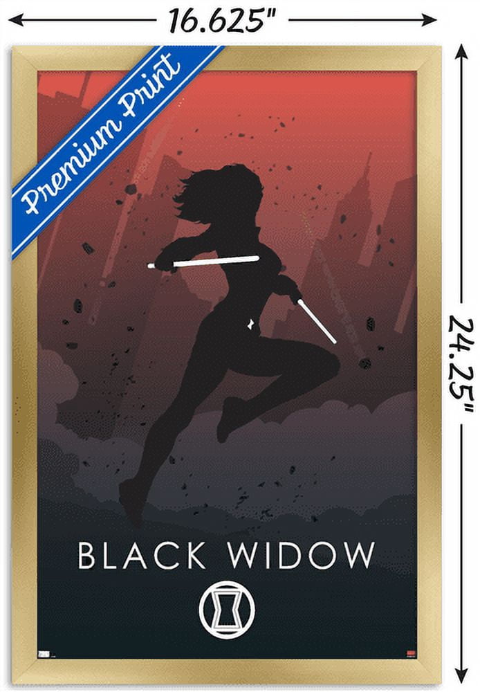 Marvel Heroic Silhouette - Black Widow Wall Poster, 14.725" x 22.375", Framed