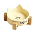 thumbnail image 1 of Fiudx Cuencos de Cerámica para Mascotas, Elegante Soporte de Madera Antideslizante, Juego de Cuencos Duraderos para Comida y Agua, Diseño Elevado para Comer Fácilmente, Ideal para El Hogar, La Cocina, 1 of 3