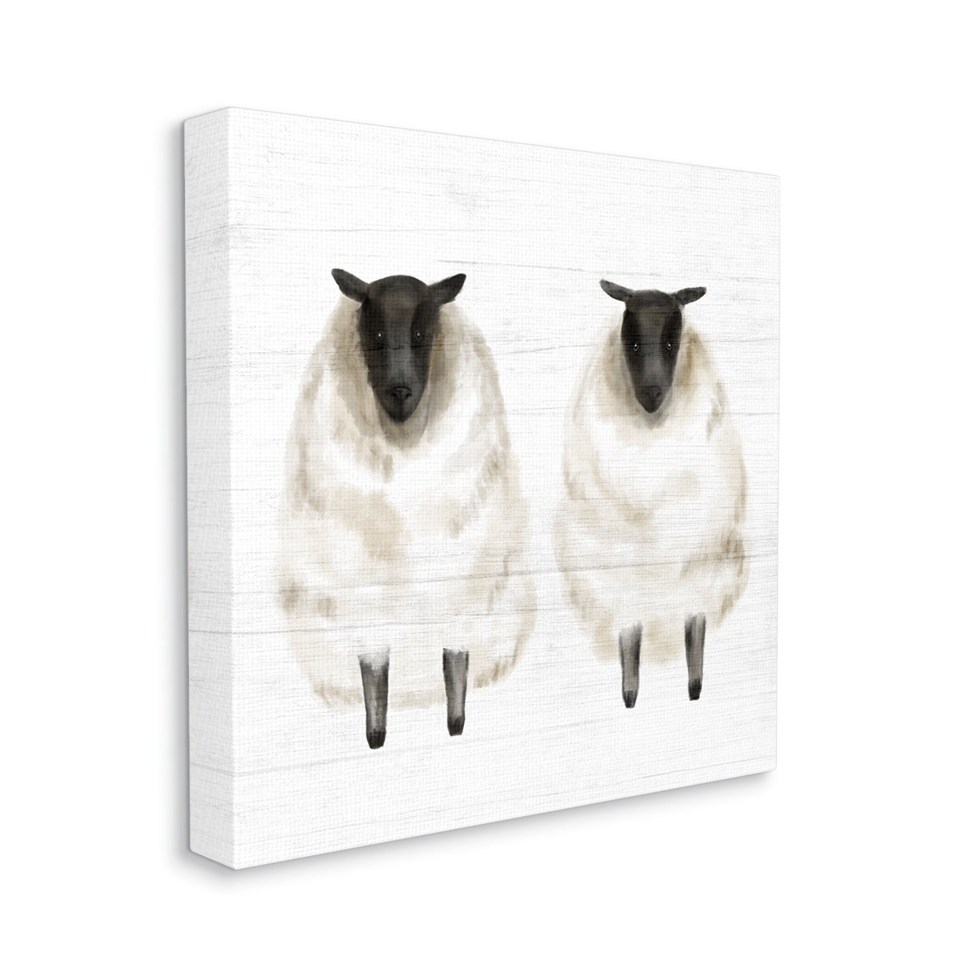 Stupell Industries Two Sheep Standing Rustic Grainy Farm Sign Graphic Art Gallery Wrapped Canvas Print Wall Art, Design by Daphne Polselli