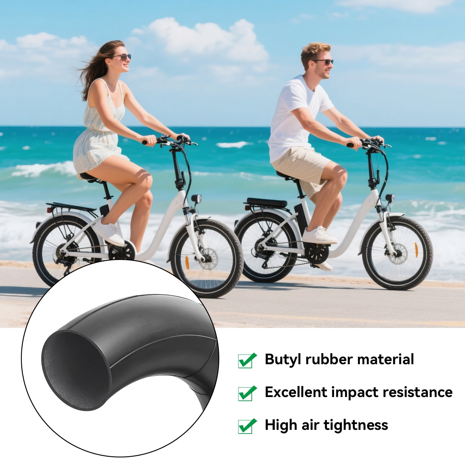 Inner Tube 14 x 2.125, Electric Bike Tire Tube with Angled Valve Stem Electric Scooter E-Bike Inner Tube Replacement
