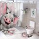 thumbnail image 1 of Juego de 4 cortinas de ducha Moana con alfombrillas antideslizantes, tapa de inodoro y alfombrilla de baño, cortina de ducha impermeable con decoración de dibujos animados para baño con 12 ganchos,, 1 of 8