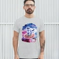 thumbnail image 3 of Tee Hunt Cute Cat Riding a Pizza in Galaxy T-shirt Funny Kitty Space Kitten Men's Tee, Ash Gray, Small, 3 of 5