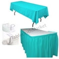 thumbnail image 1 of POLYESTER PLEATED TABLE SET SKIRT skirting 21' Ft + clip + Topper Media Day", (Color: Tiffany Blue), 1 of 4