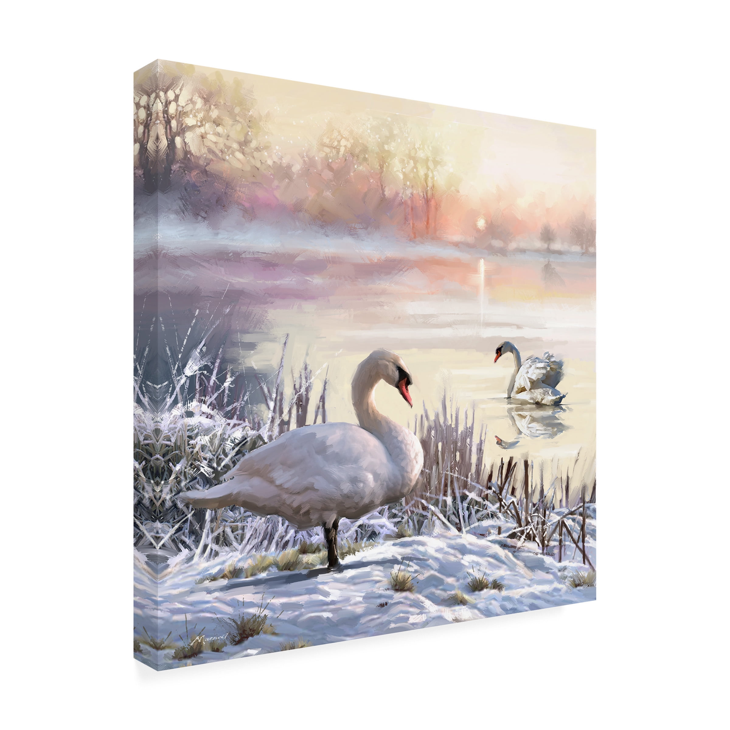 The Macneil Studio 'Winter Swans' Canvas Art