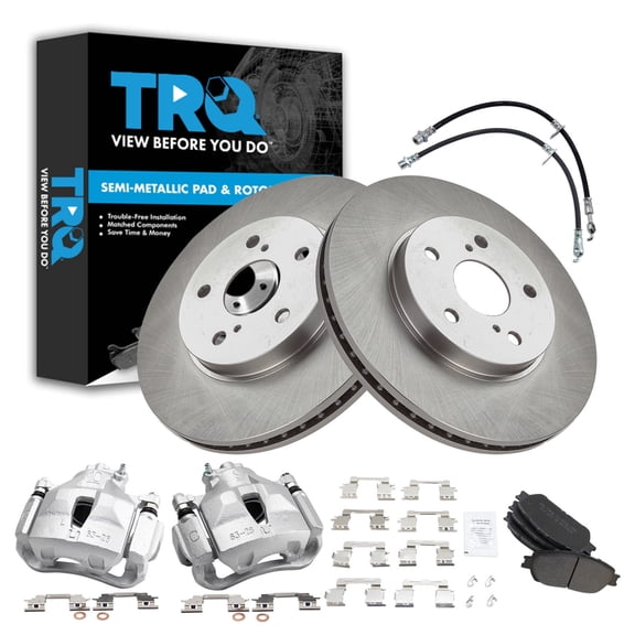 TRQ Front Brake Pad and Rotor Set Semi Metallic Calipers Fits 2004-2010 Toyota Sienna