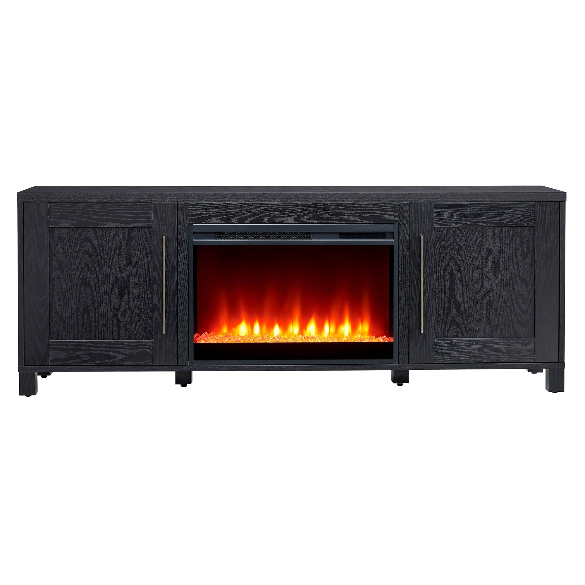 Evelyn&Zoe Chabot Rectangular TV Stand with 26″ Crystal Fireplace for TV’s up to 75″, Black Grain Sansujyuku sansujyuku.com