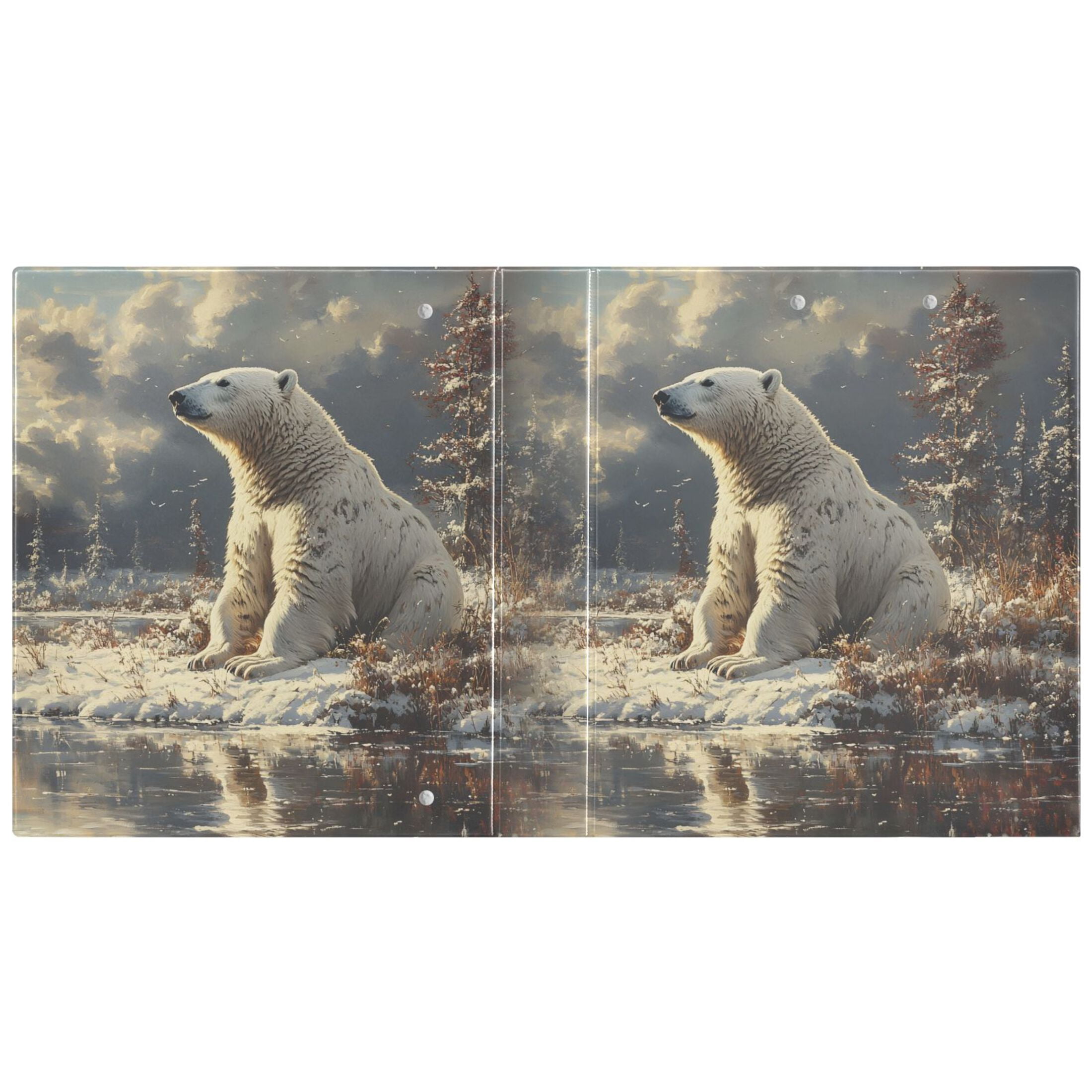 joogoo Polar Bear Hardcover 3 Ring Binder 1.5" Round Rings Interior Pockets Binders Organizer 1 Pack